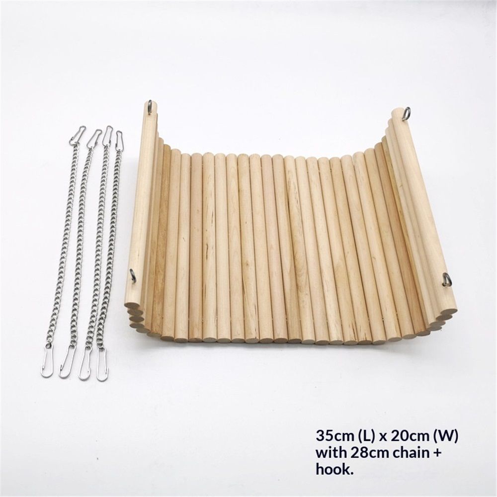 Chinchilla Wooden Suspension Bridge Platform Toy, Small Animal Climbing Toys for Guinea-Pigs Sugar Glider Squirrel and Other Small Animals (Birch 20*35cm)