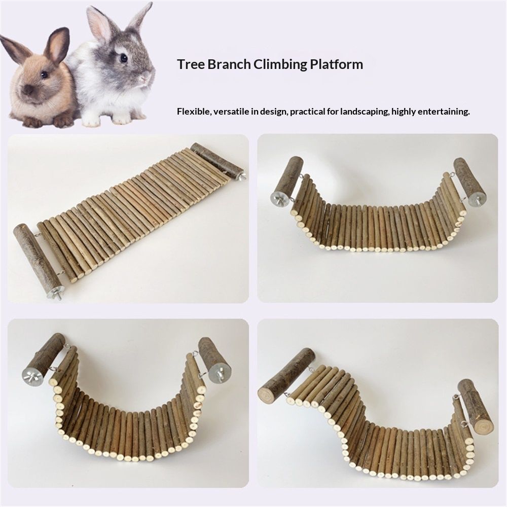 Chinchilla Wooden Ladder Bridge Platform Toy, Suspension Bridge, Small Animal Climbing Toys for Hamsters Sugar Glider Squirrel Gerbils Rat and Other Small Animals