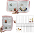 Bracelet Holder Travel Jewelry Organizer Case Transparent Jewelry Storage Book for Earring Necklace Ring with Small Clear Zippered Pouch（Pink 3-inch 4-grid+80 jewelry bags）