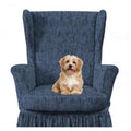 Elastic chair cover, universal chair cover with skirt, living room high back chair cover, easy to wash armchair cover (blue)