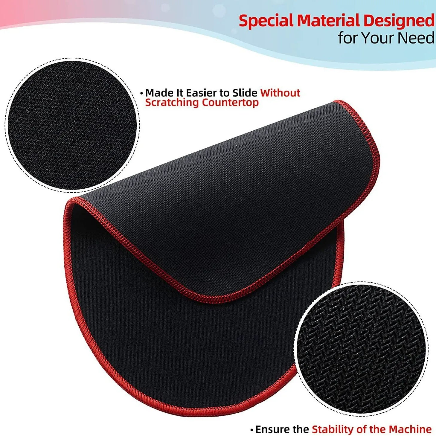 Sliding pad for vertical mixer, chef's machine anti slip pad - suitable for tilted kitchen auxiliary vertical mixer electrical sliding pad, table storage mobile sliding pad （small size red edge 4.5L-5L)