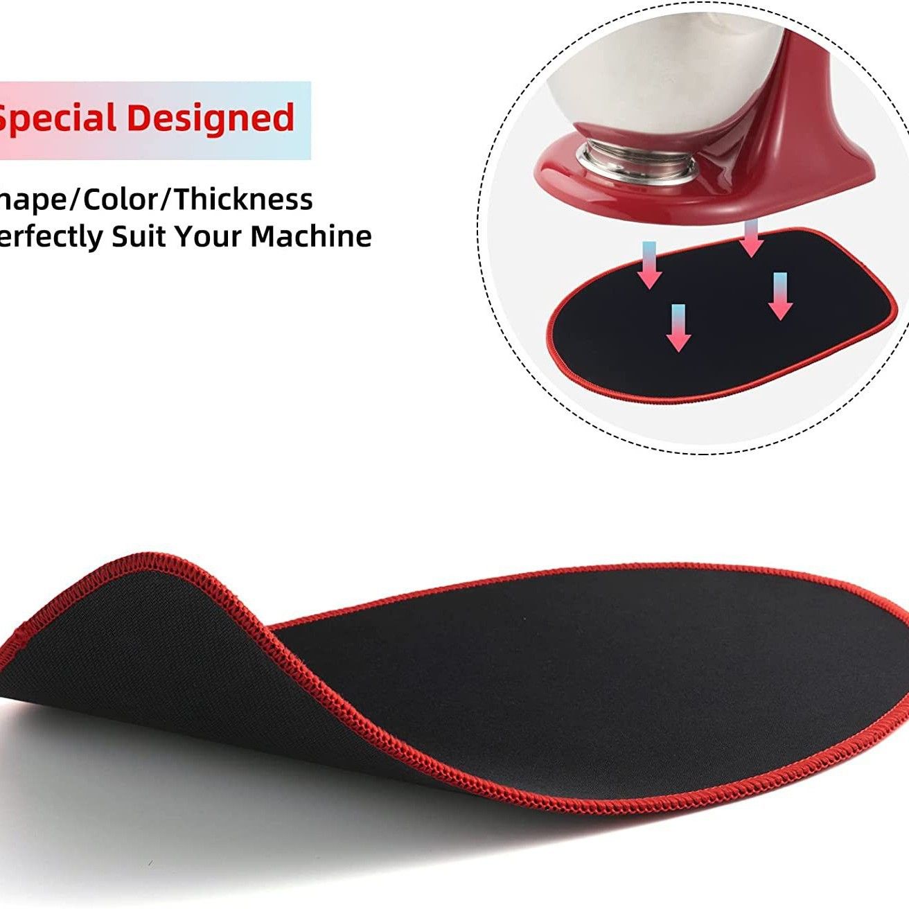 Sliding pad for vertical mixer, chef's machine anti slip pad - suitable for tilted kitchen auxiliary vertical mixer electrical sliding pad, table storage mobile sliding pad （small size red edge 4.5L-5L)