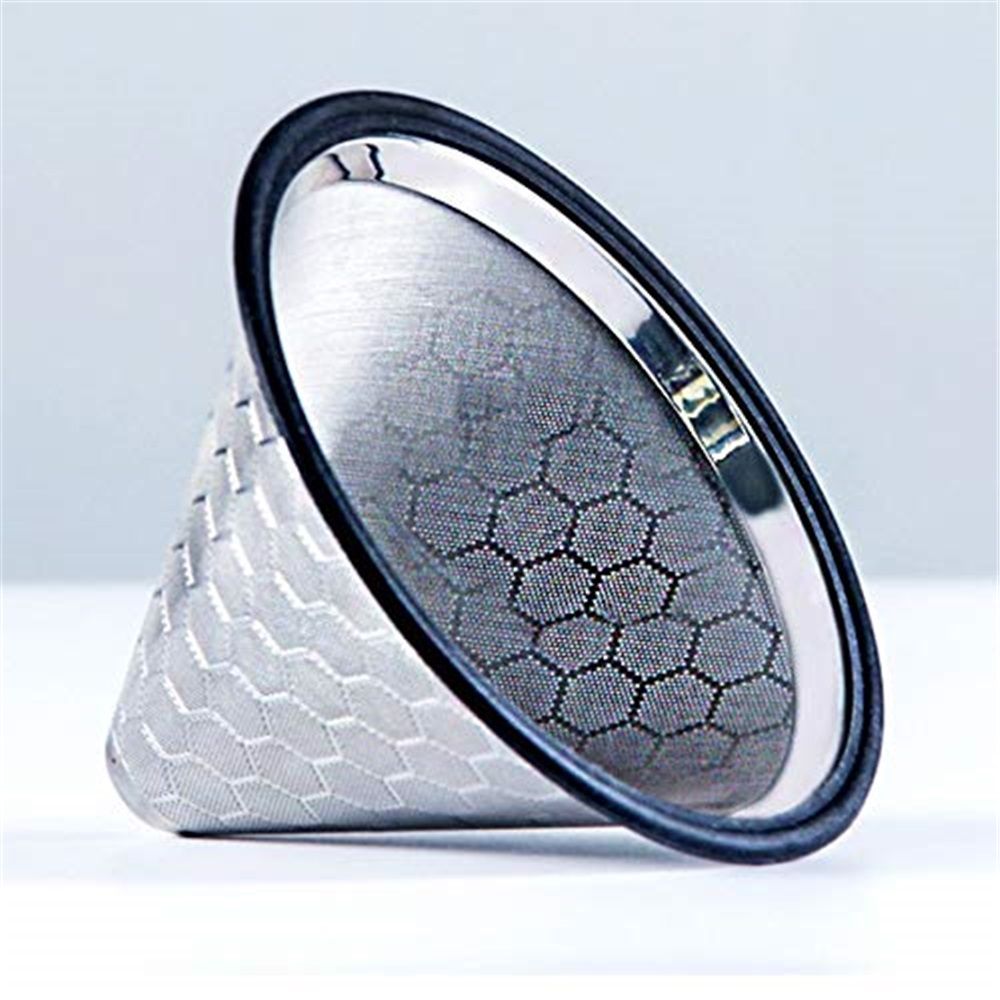 Pour Over Coffee Dripper, Reusable Stainless Pour Over Coffee Maker for (1-6Cup), Easy to Clean Paperless Pour Over Coffee Maker, Bracket type 1-6 people (honeycomb external network) (600 mesh)
