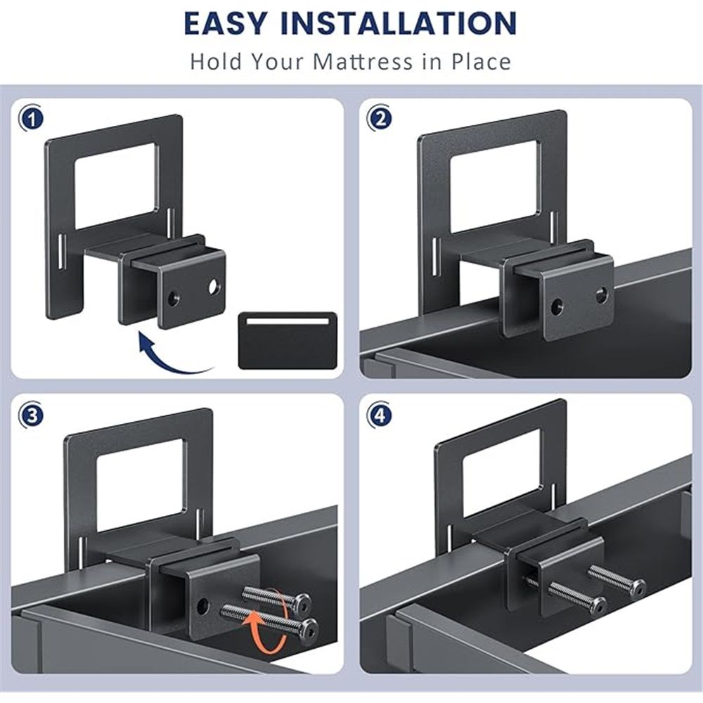 Non Slip Mattress Gaskets for Metal Bed Frame, Mattress Holder in Place Gripper, Adjustable Mattress Retainer Bar, Keep Mattress from Sliding Gripper, 6 PCS, Black