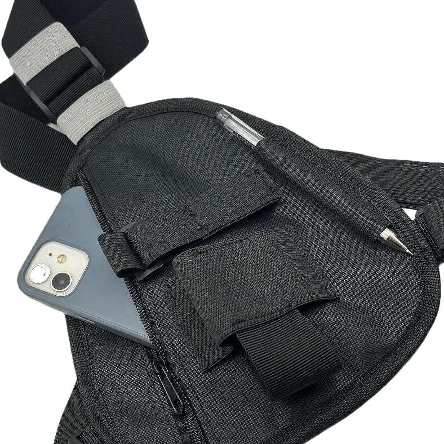 Chest Rig Bag Adjustable, Walkie Talkie Portable Vest Chest Bag Pouch Black with Adjustable Strap Chest Bag for Men Women Night Running Exercise Hiking（black）