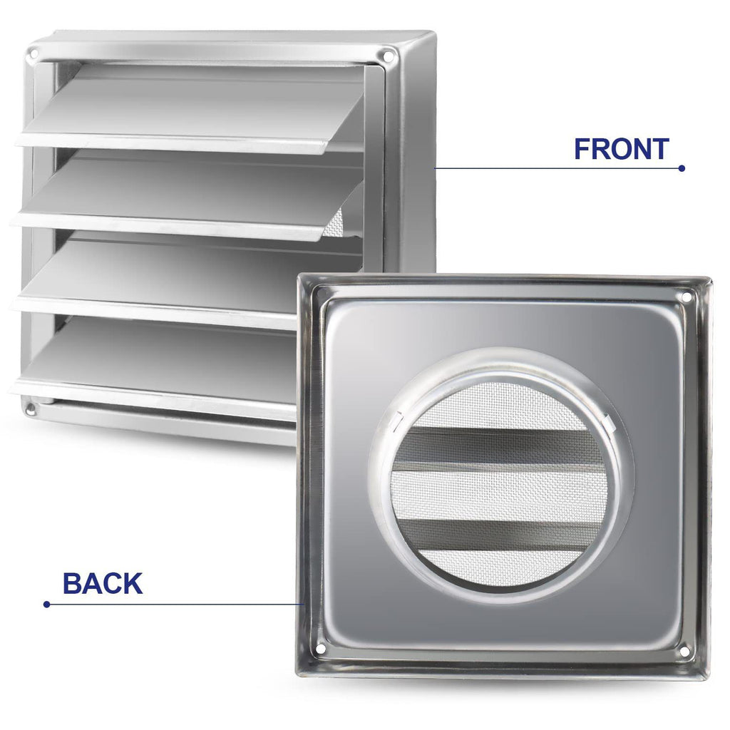 4" Inch Dryer Vent Cover – Outdoor Stainless Steel Grille with Moving Flaps – Fits Only with Metal Ducts for HVAC & Dryer Systems