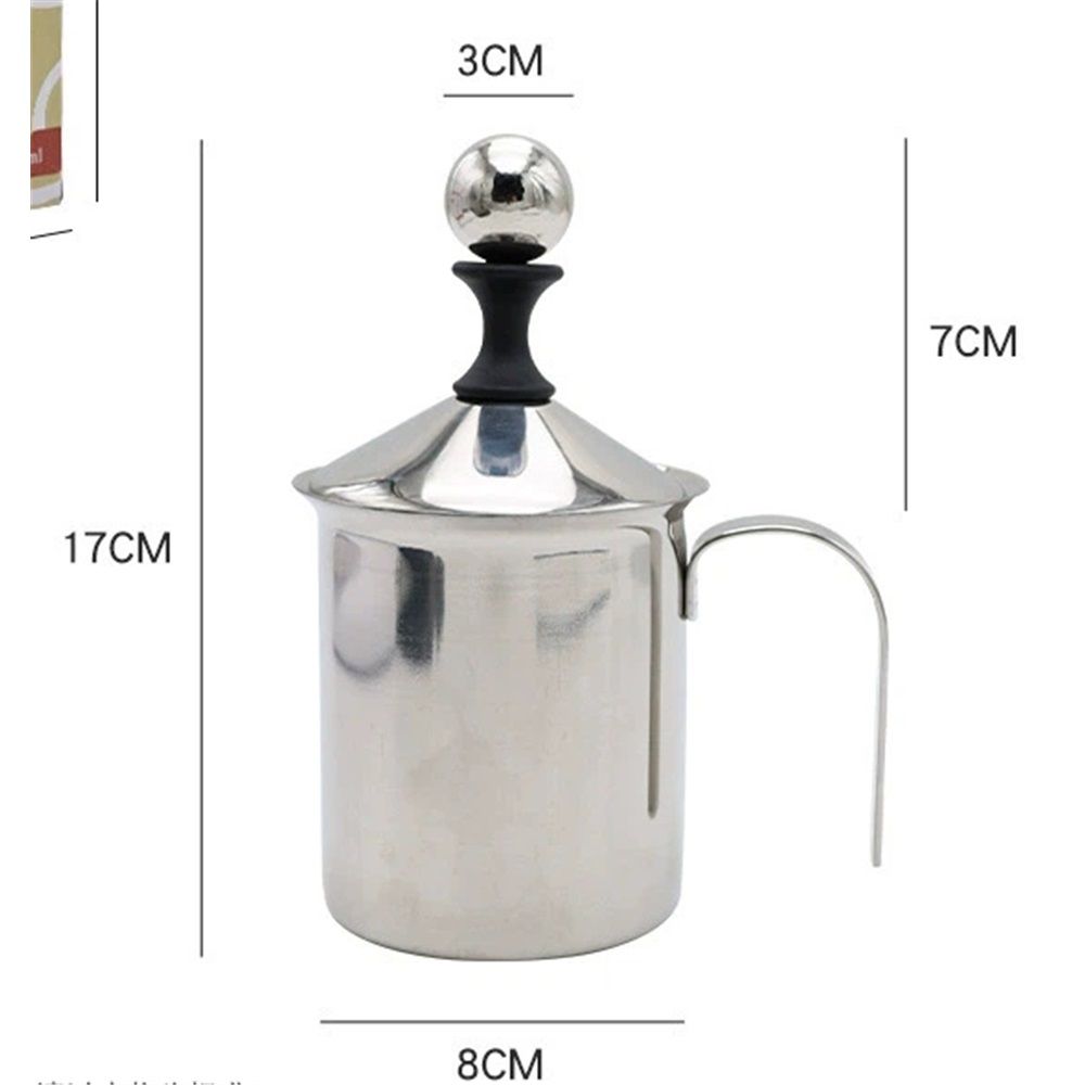 Milk Frother, 304 Stainless Steel Manual Milk Foamer, Handheld Coffee Milk Frothing Pitchers, Manual Operated,  for Cappuccino Coffee Latte Hot Chocolate(400ML)