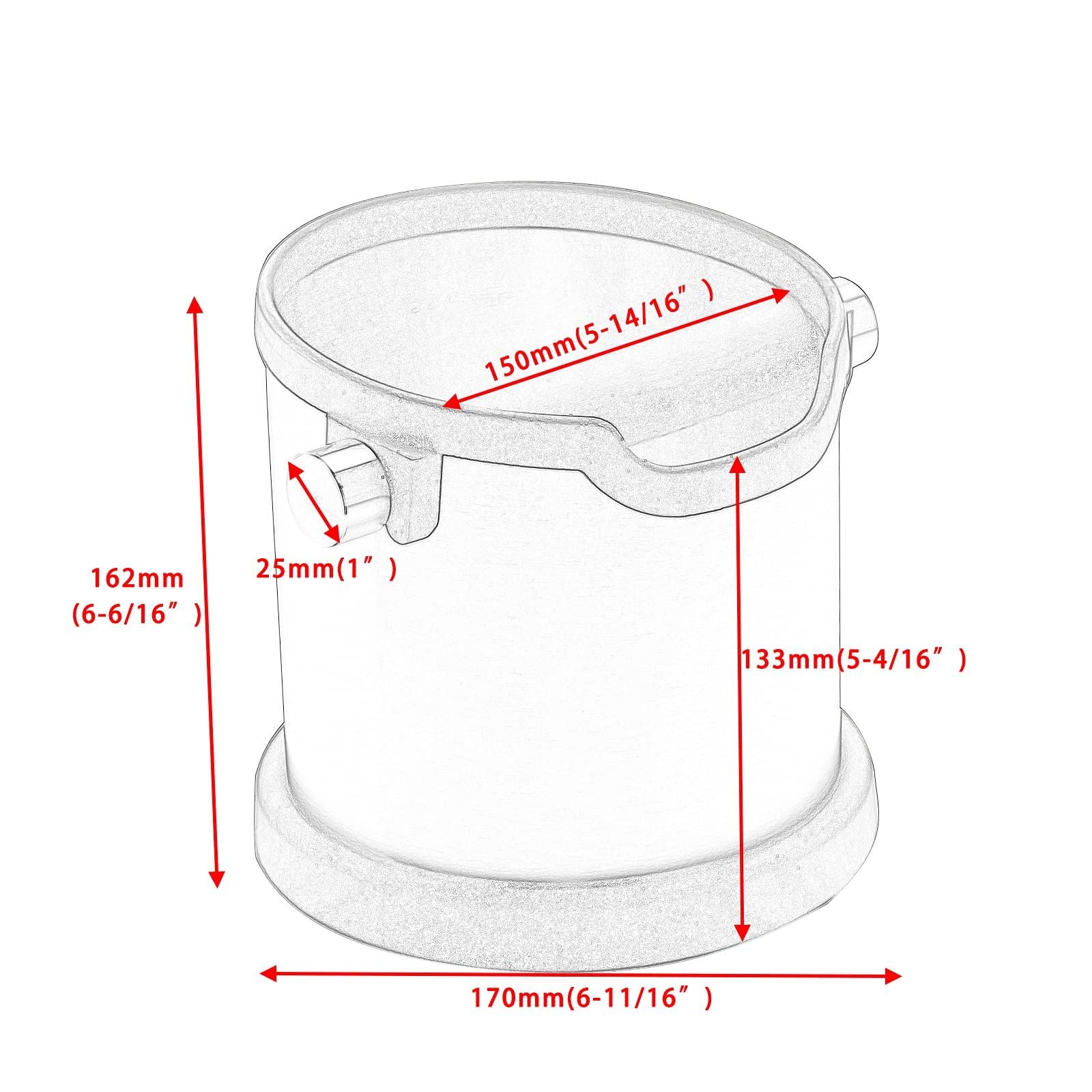 Espresso Knock Box,   Capacity 60.8oz/1800ML  Stainless Steel Coffee Grounds Container Waste Bin Coffee Tools for Barista and Non-slip Base (Silver)