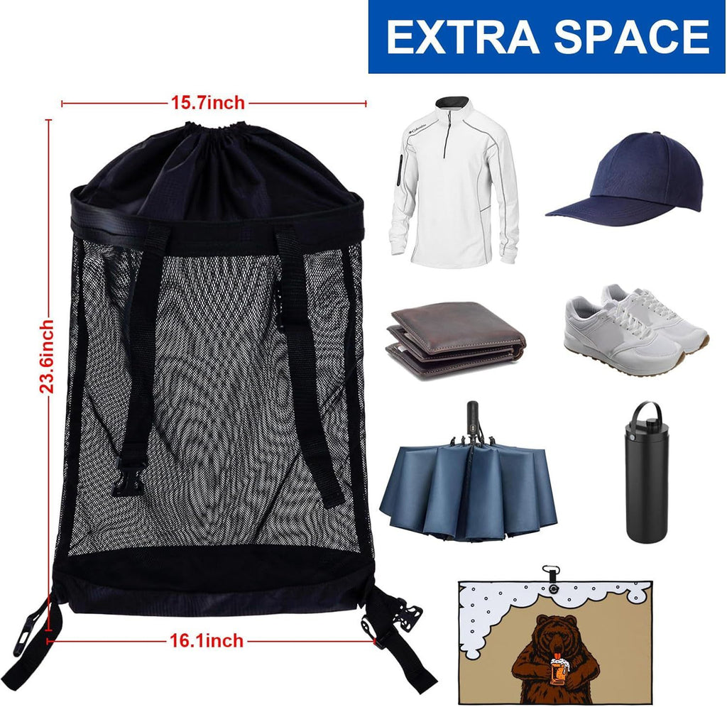 Golf Push Cart Storage Bag,Golf Cart Organizer, Backside Extension Storage Bag,Closure Push Cart Net Mesh Accessories（black 60x41cm）