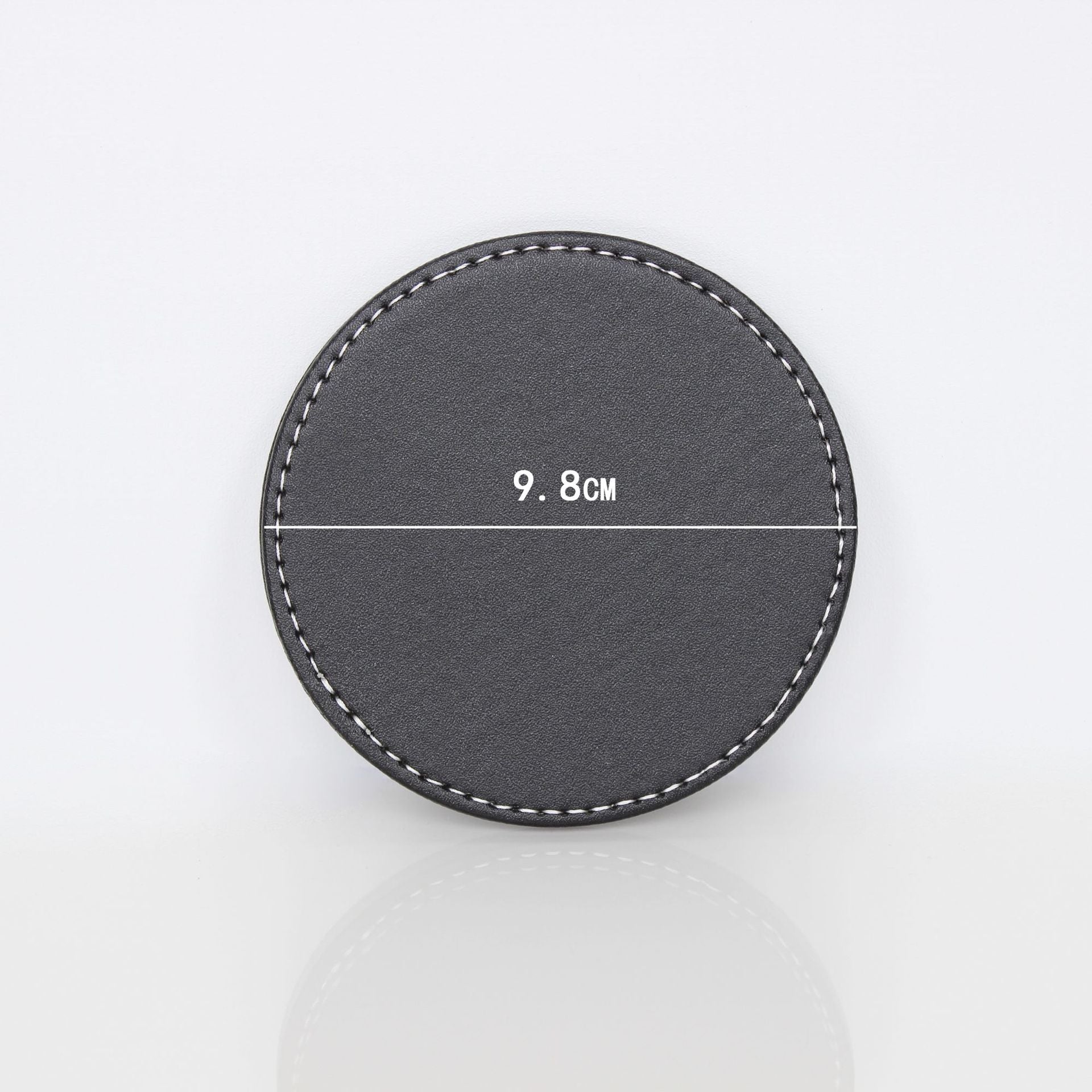 Drinks Coasters with Holder, Pu Leather Coaster Sets of 6 for Tabletop Protection Cup Mat for Drinks 4 Inches (Black)