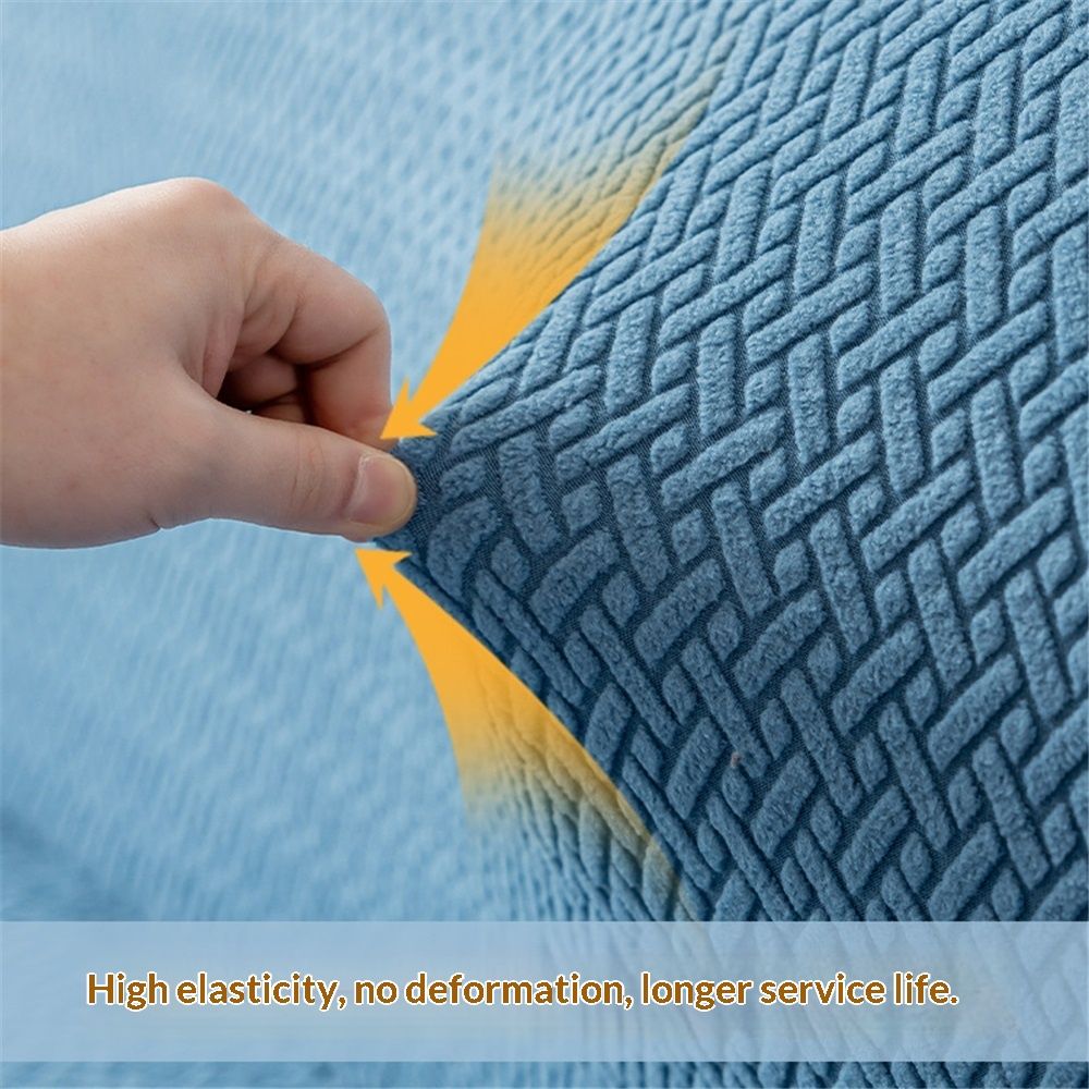 Cover Stretch Sofa Bed Slipcover Protector Elastic Feature Rich Textured High  Small Checks Jacquard Fabric Futon Cover, Machine Washable,(M, lake blue)