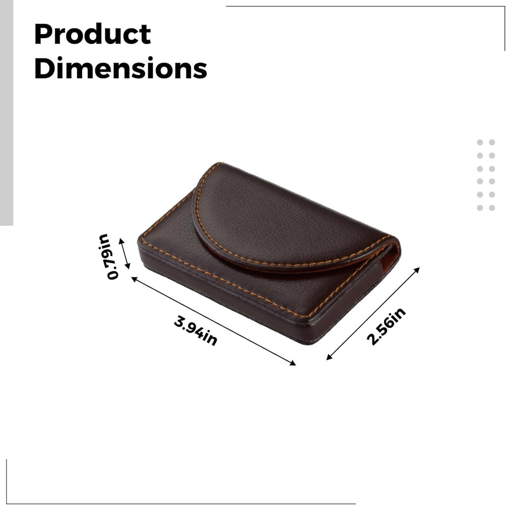2pcs Leather Business Card Holder Walle for Men or Women Pocket Business Card Wallet Name Card Case Holder with Magnetic Shut,Black+Brown