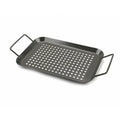 BBQ Grill Pan, Non-stick Carbon Steel BBQ Grilling Tray Vegetable Grill Pans Grill Wok Cookware Grill Accessories with Handles for Outdoor Grill Vegetables, Fish, Meat, Kabobs