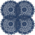 Blue embroidered heat-insulating coaster with anti slip hollow embroidery lace placemat, bowl and dish mat, ethnic style ornament（25cm）