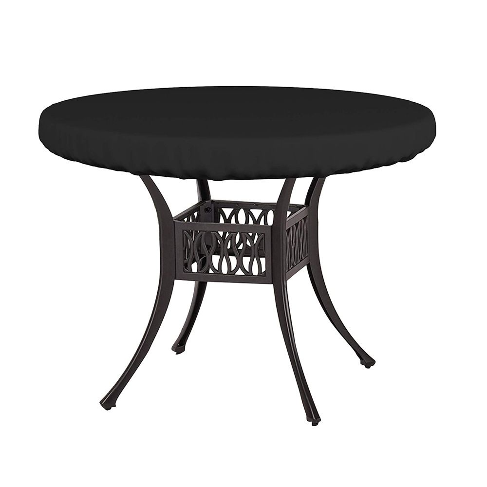 Round Tablecloth,  Waterproof Elastic Fitted Table Covers 76*10cm Tables, Wipeable Backed Plastic Table Cloths for Picnic, Camping, Outdoor - Black