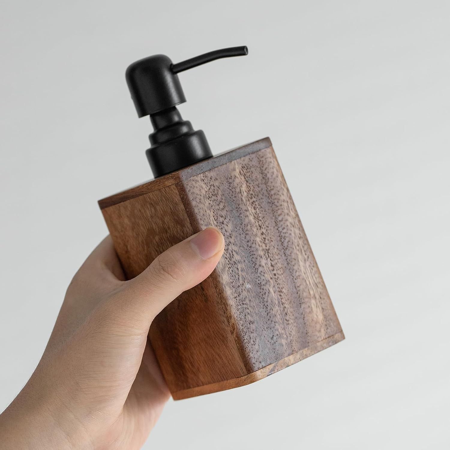 Solid Wood Lotion Jars, Push-Type Dispensing Bottles, Hand sanitizer Shower Gel Storage Jars (7oz/200ml)Square small size