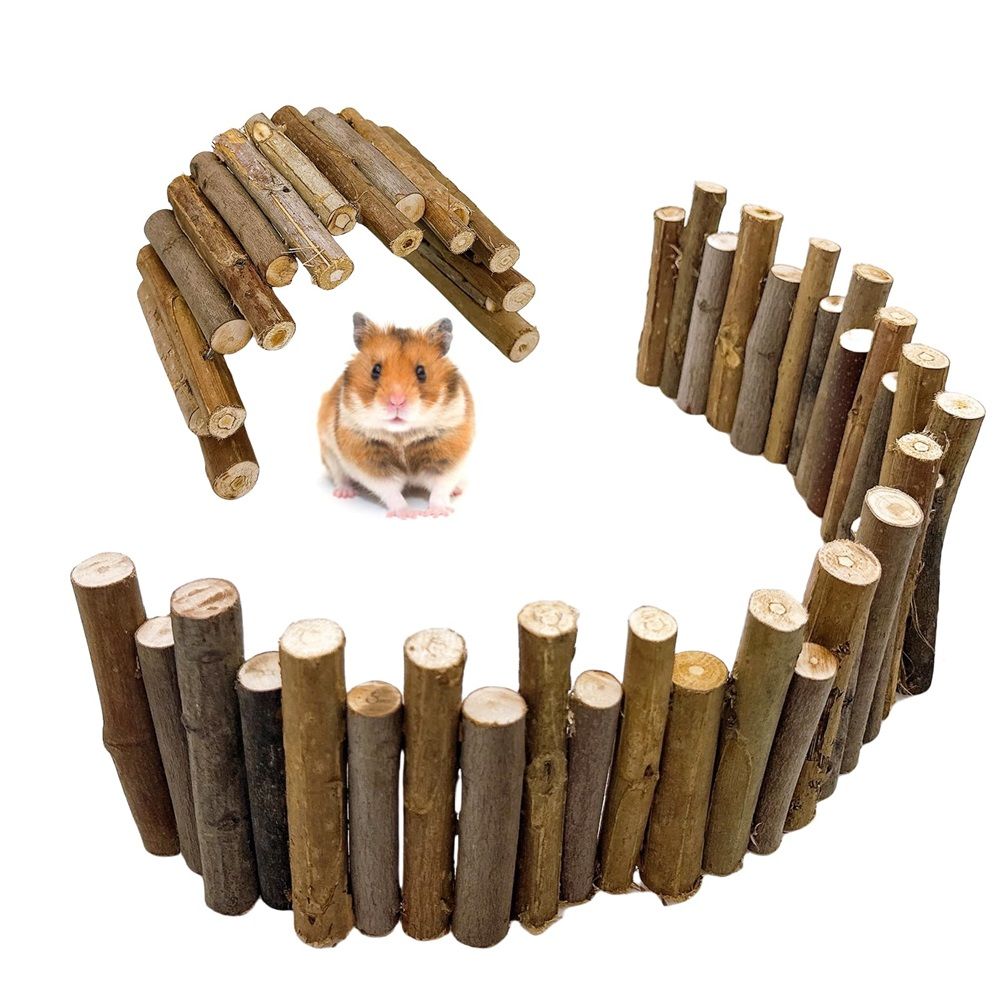 Hamster Bridge Hamster Wooden Fence Squirrel Flexible Bending Ladder Cage Toy Sandrat（30cm）