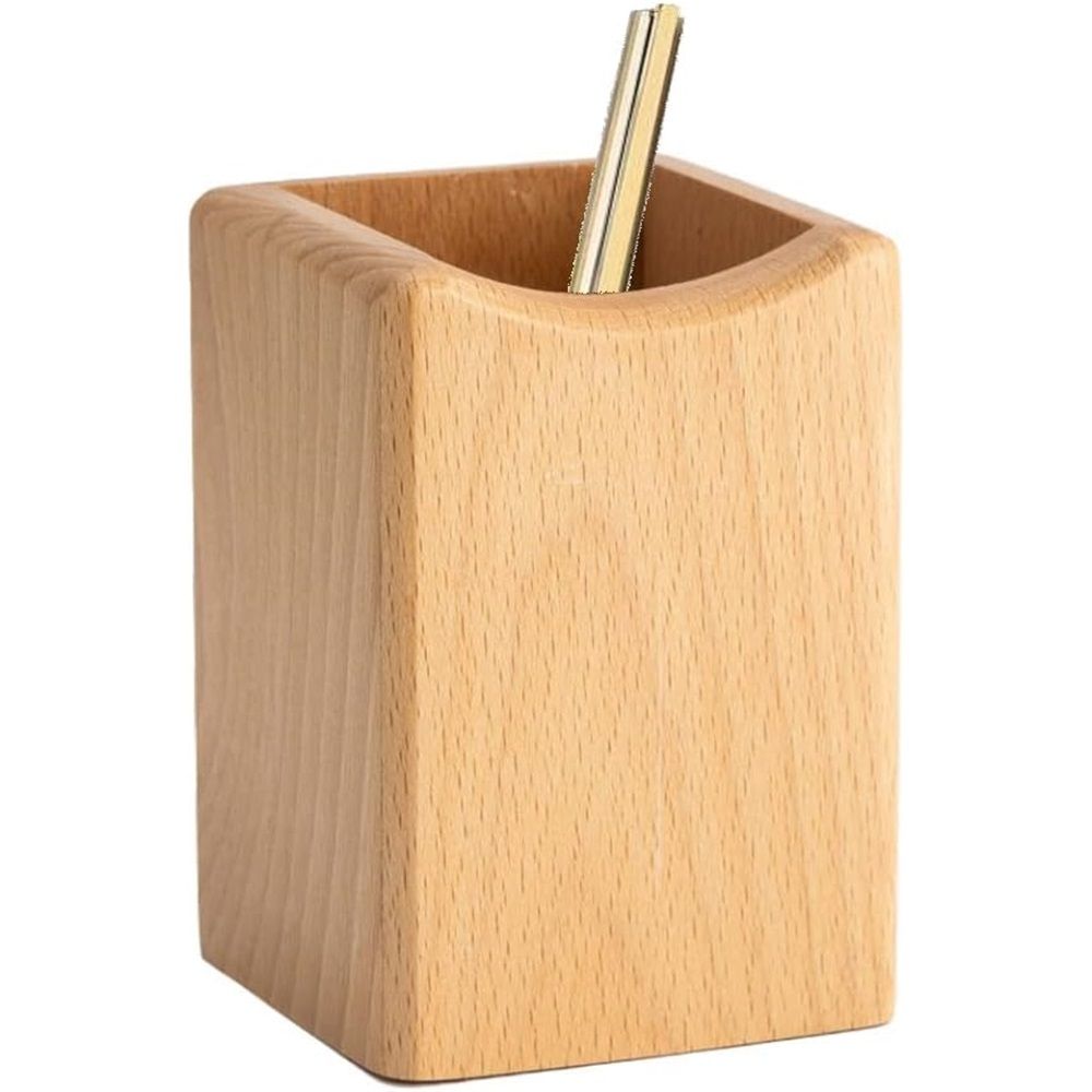 Wood Pen Holder Desk Pencil Holders Wooden Pen and Pencil Organizer Cup for Desktop Pens Stand Holder Cups,Eco Natural Color (natural wood color)