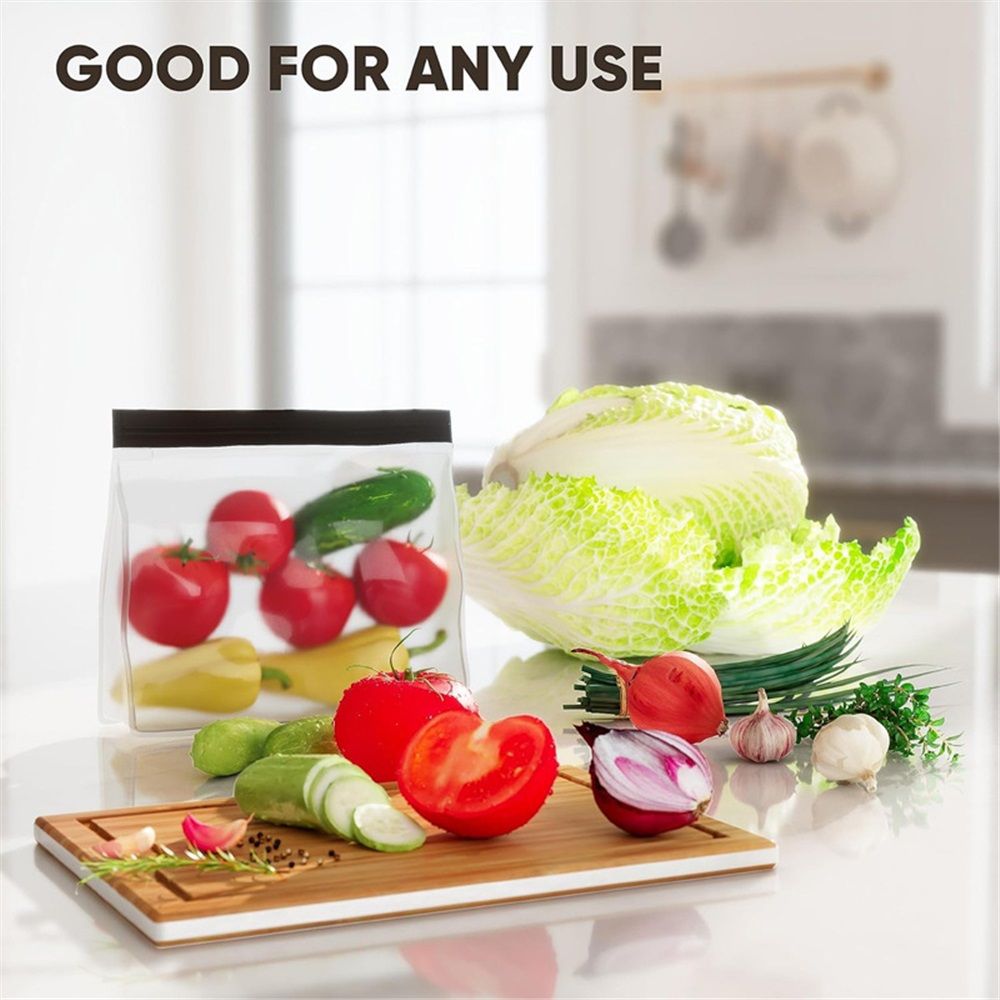 2pcs Reusable Ice Storage Bag - Freezer Safe Leak Proof Silicone and Plastic-Free Lunch Bag for Ice and Food Storage （Black  25.5 * 18.5 * 5CM）