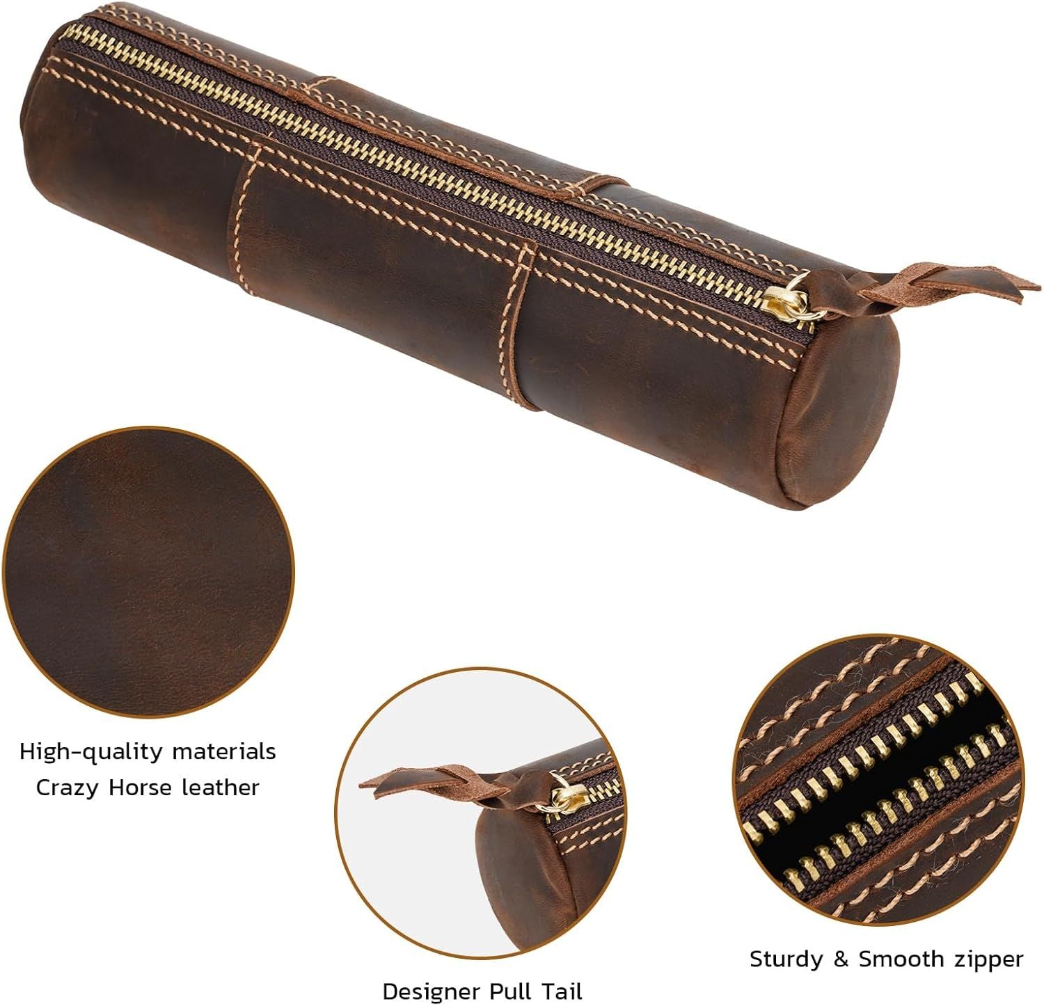 Brown  Pencil Case, Makeup & Stationery Bag, Zipper Pouch for Daily Essentials, Compact & Stylish Cosmetic Pouch, Multifunctional Storage Organizer,