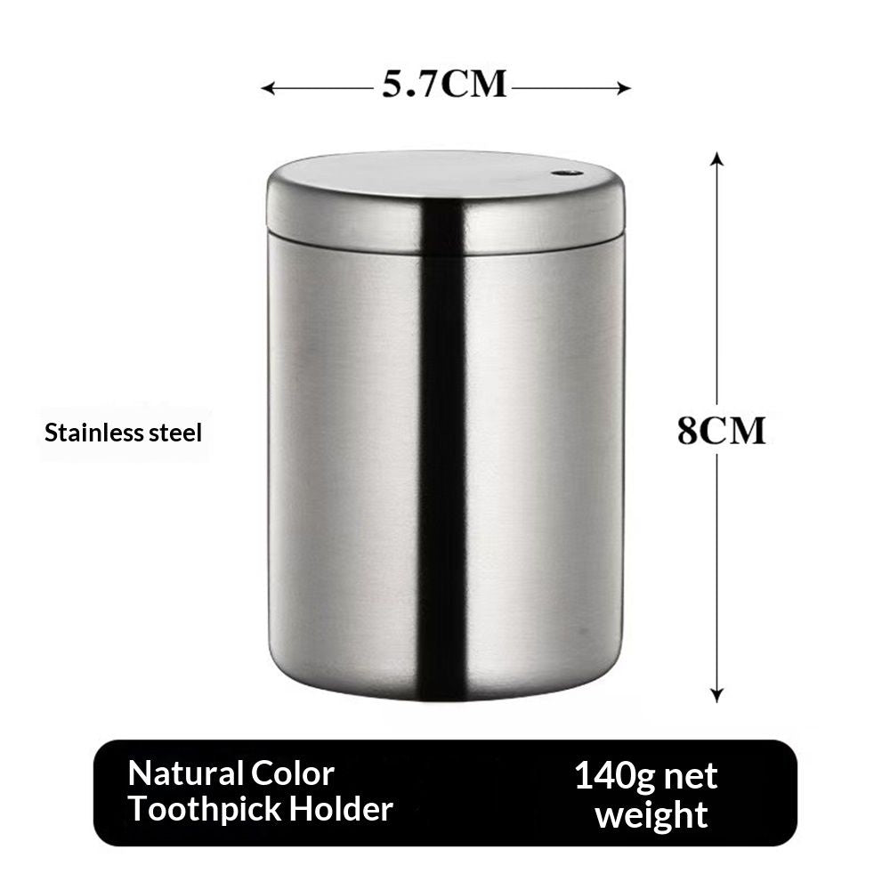 Toothpick Holder,Stainless Steel Toothpick Holder Dispenser Pocket Toothpicks Holder Round Metal Toothpick Storage Box for Table, Restaurant, Travel (silvery)