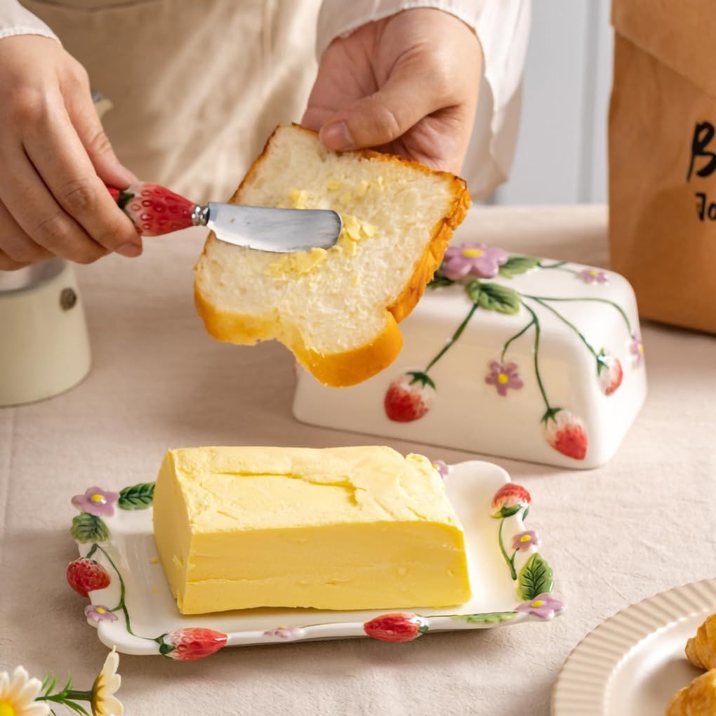 Fun Ceramic Butter Dish with Lid for Countertop –  Unique Kitchen Accessories, Cute Butter Dish with Cover for Countertop,