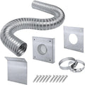 Pellet Stove Fresh Air Intake Kit, Outside Cold Air Kit for Pellet Stove Pipe, Aluminum Flex Vent Pipe for Corn with Wall Plate Screen & Screw Hose Clamps