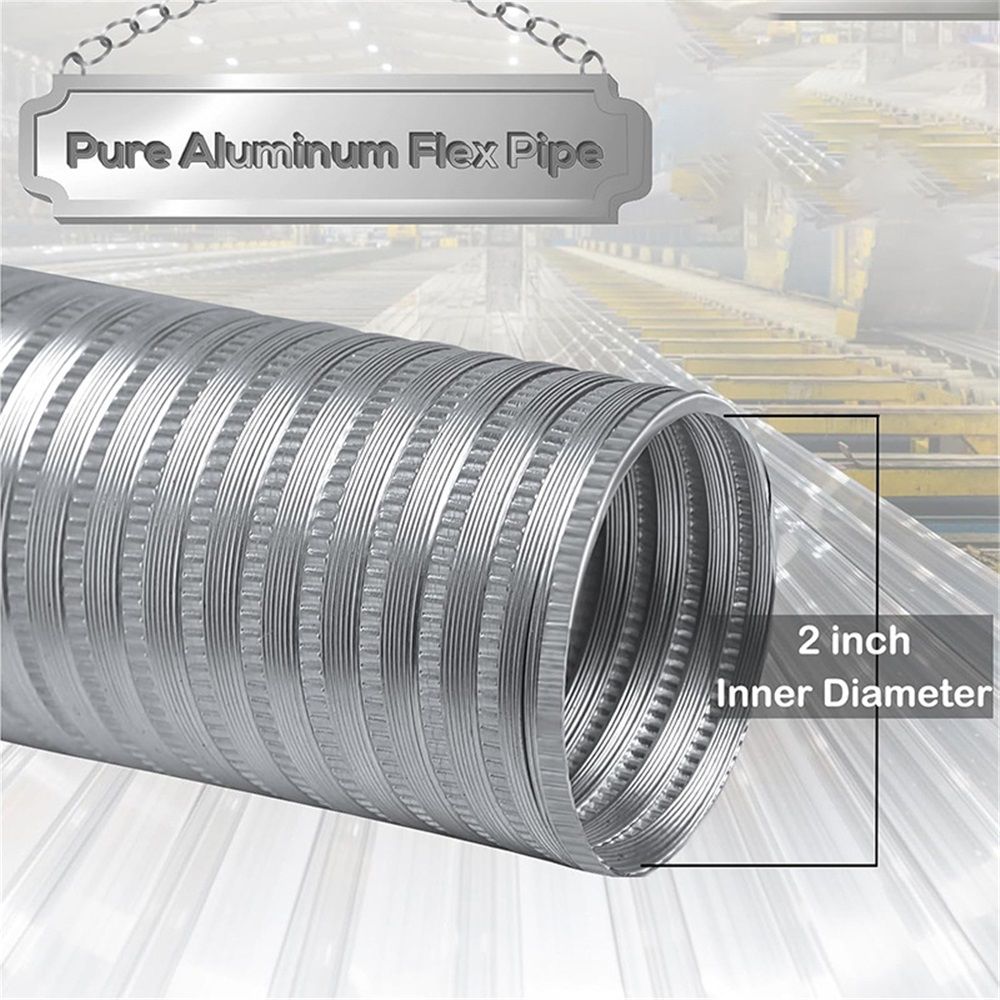 Pellet Stove Fresh Air Intake Kit, Outside Cold Air Kit for Pellet Stove Pipe, Aluminum Flex Vent Pipe for Corn with Wall Plate Screen & Screw Hose Clamps