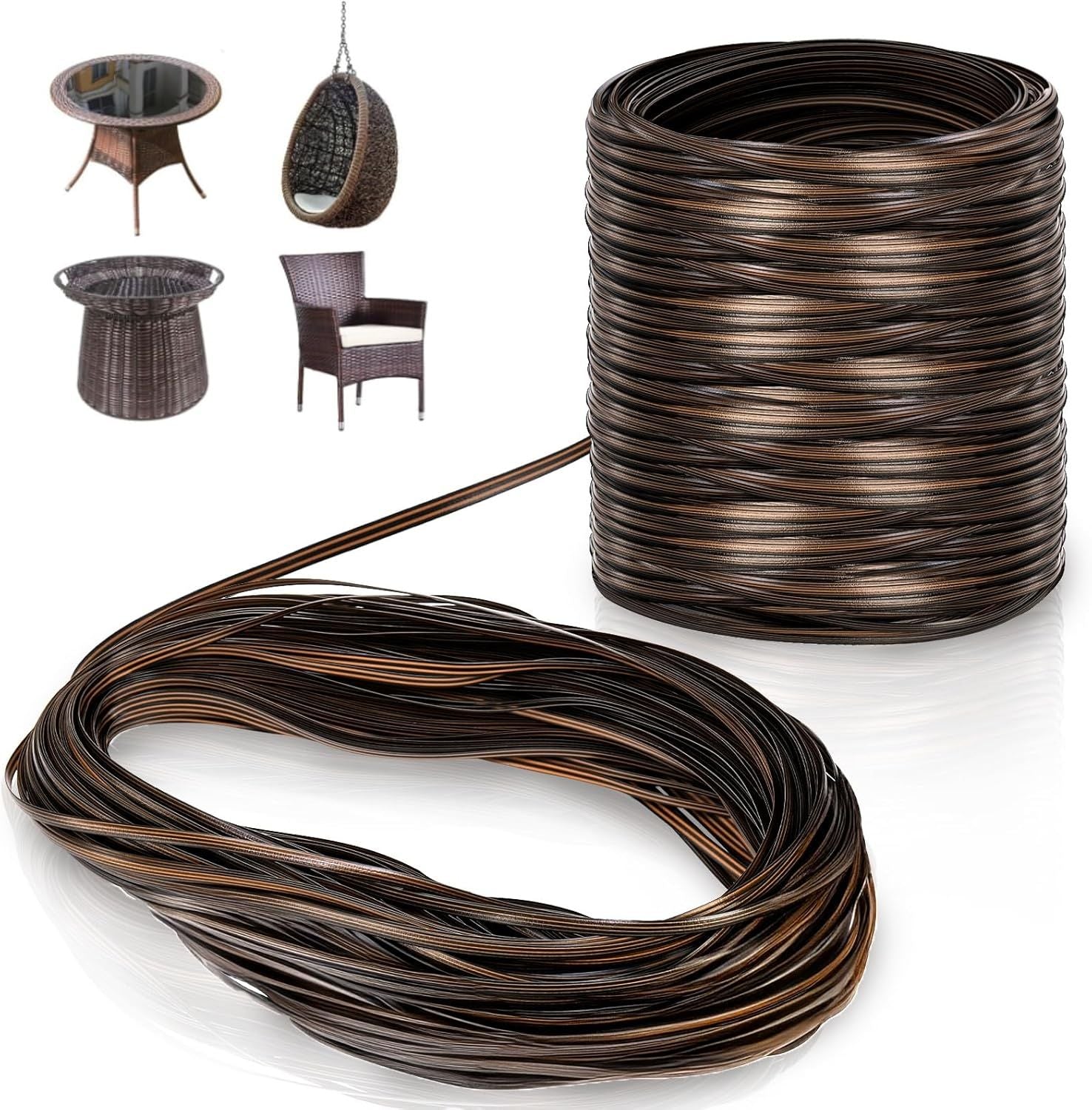 120Ft Wicker Repair Kit, Rattan Patio Chair Sofas Furniture Repair Supplies, Coffe Brown Exlong Weaving Webbing Replacement Part for Outdoor Lawn Furniture（brown）
