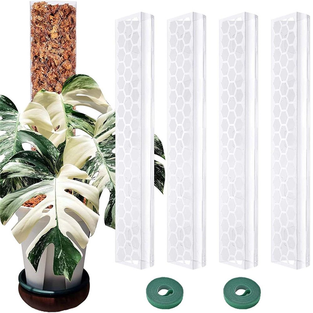 4 Pack Stackable Plastic Moss Poles for Indoor Climbing Plants -Plant Support Stakes for  Indoor Garden Poles for Vertical Growth & Moss Wrapping