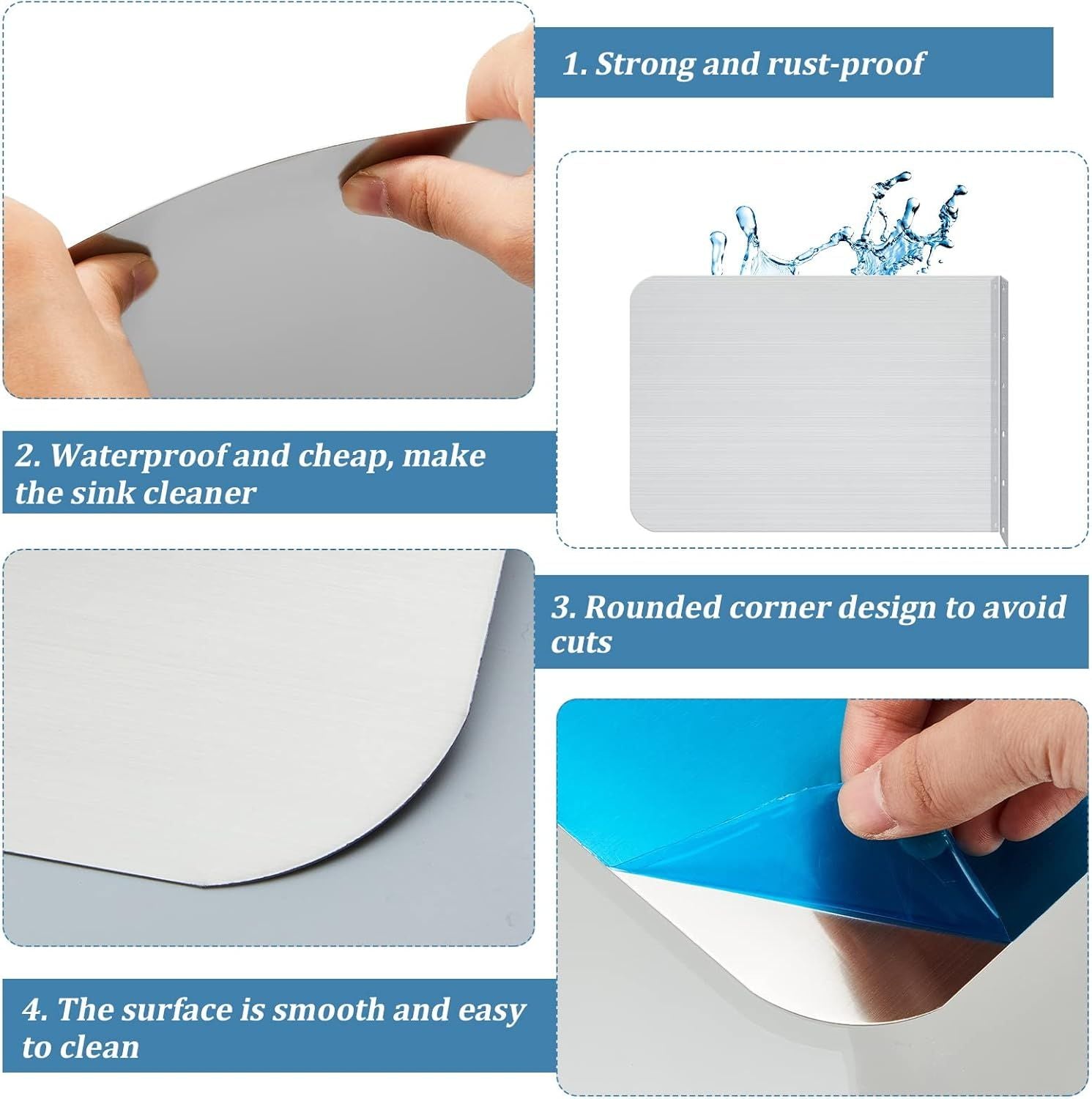 15 x 6 Inch Stainless Steel Splash Guard Stainless Steel Wall Mount Guard with Screws Screws for Bathroom Sink Side Sink Splash Prep Sinks Protector 2pcs