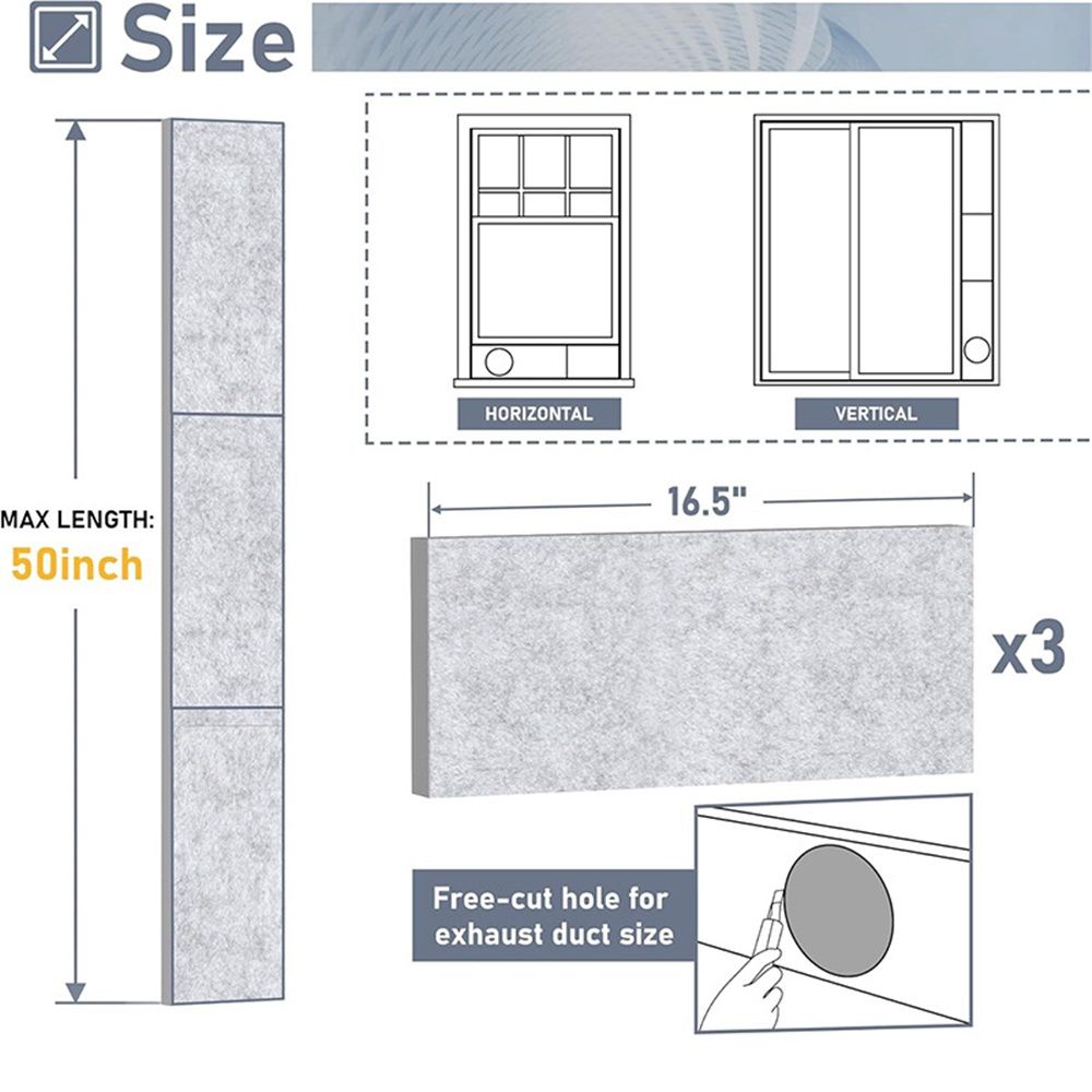 Insulated Foam Panels for Portable AC Window Seal Kit, Sturdy & Thick Air Conditioner Insulating Panel, Adjustable AC Window Seal Panels for Seal Heat, Reduce Noise, 3 Pack