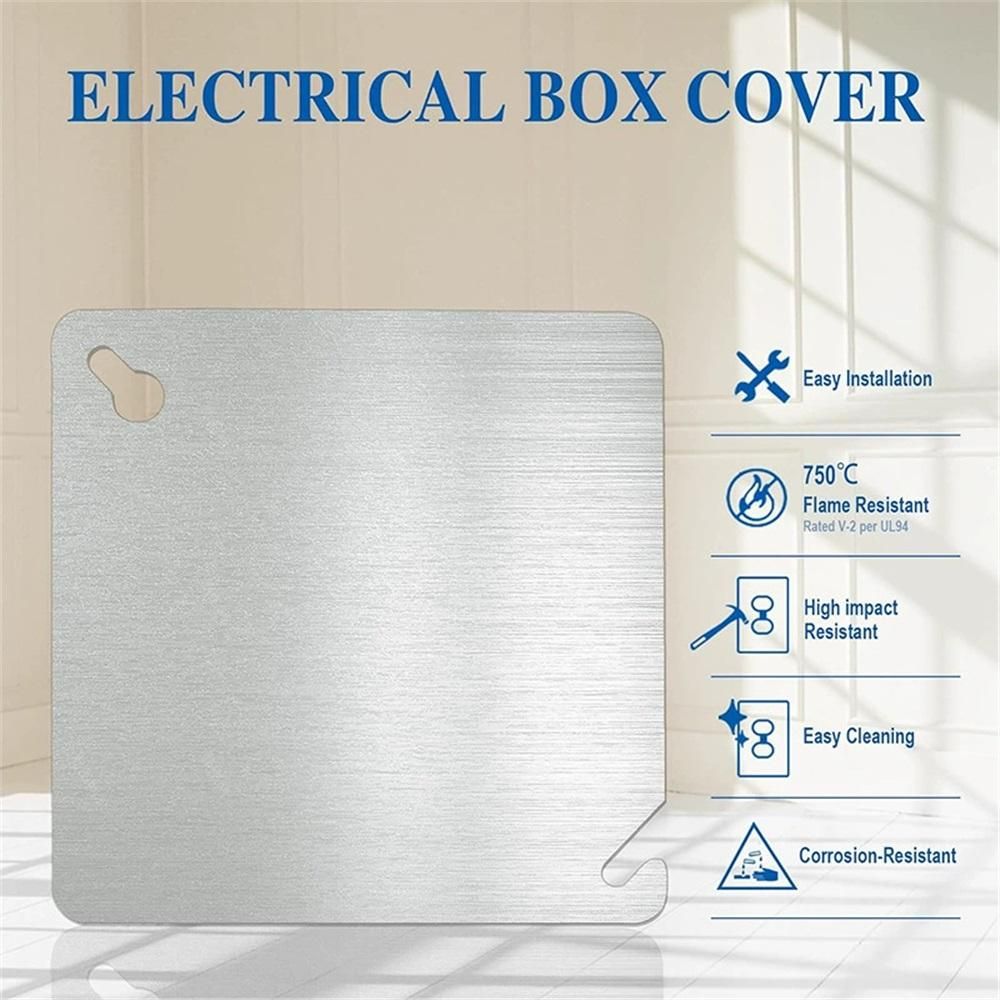 8pcs  Metal Electrical Box Cover Plate,Junction Box Covers,4 Inch Square Flat Blank Electric Box Cover