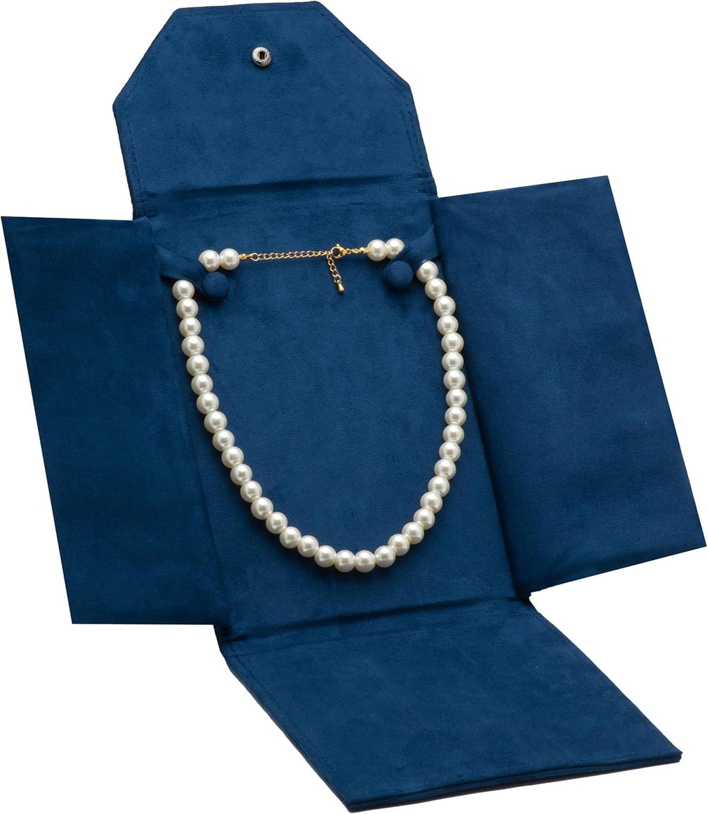 Pendant storage bag, necklace, jewelry travel folder, jewelry gift bag, ladies' holiday birthday gift (dark blue)