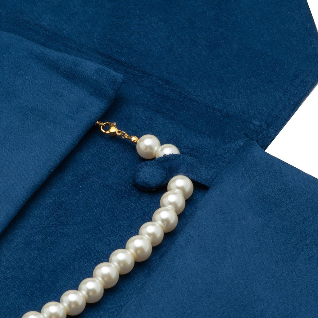 Pendant storage bag, necklace, jewelry travel folder, jewelry gift bag, ladies' holiday birthday gift (dark blue)