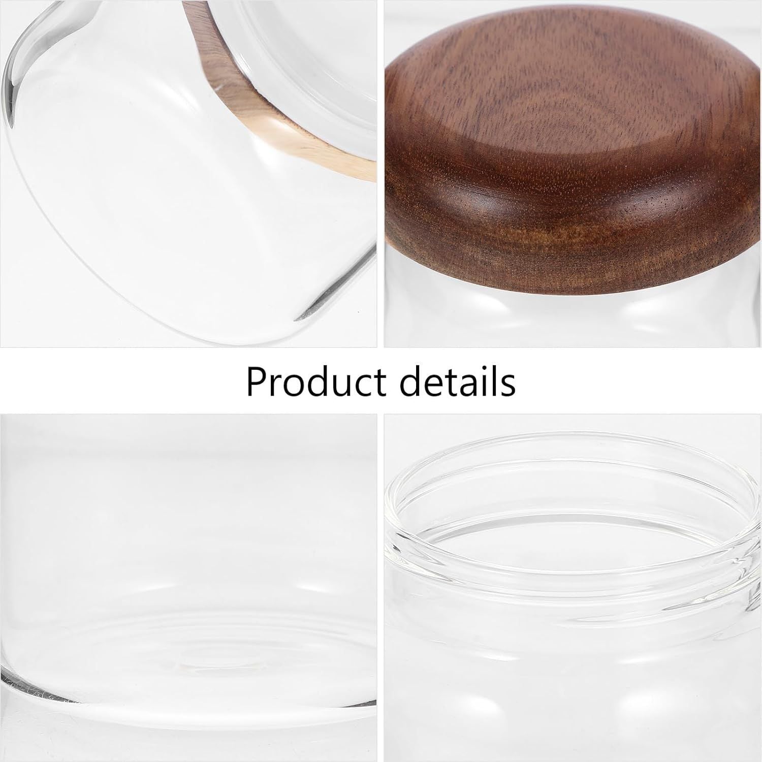 Glass Food Storage Container with Wooden Lids Small Coffee Jar Sugar Canister Airtight Food Storage Container Coffee Container for Nut Spice Candy Loose Tea（9.5*8cm）