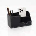 Desk Organizer Office Supplies Leather Multi-function Storage Box Pen/Pencil,Cell phone, Business Name Cards Remote Control Holder Black