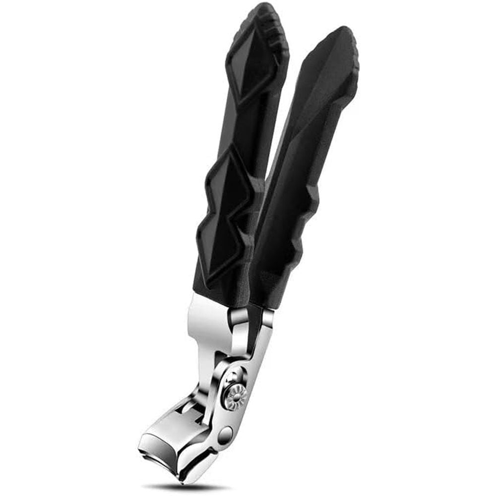 Black Long Handle Non-Slip Toenail Clippers for Seniors Thick Toenails, Heavy Duty Large Ergonomic Unique Professional Angled Head Curve Sharp Toe Finger Nail Clipper , 2 PCS