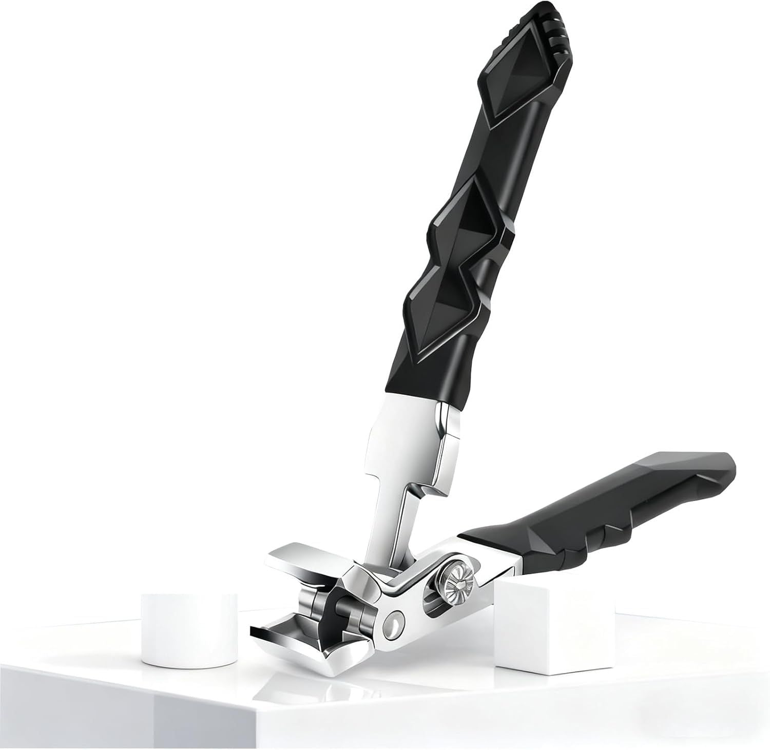 Black Long Handle Non-Slip Toenail Clippers for Seniors Thick Toenails, Heavy Duty Large Ergonomic Unique Professional Angled Head Curve Sharp Toe Finger Nail Clipper , 2 PCS