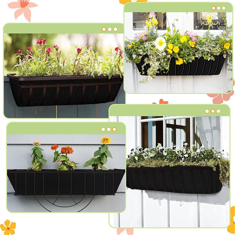 Non-Woven Hanging Flower Plant Box Liner for Trough Shaped Wall and Deck Mount Planters,Indoor and outdoor plant pots(4Pack, 24in)