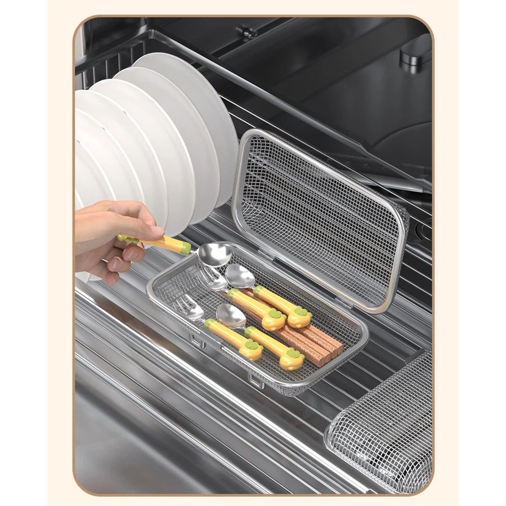 Dishwasher Basket,  Food-Grade Stainless Steel Dishwasher Basket for Small Item, Bottle Accessories, Scoops, Forks, Chopsticks Cleaning, small size