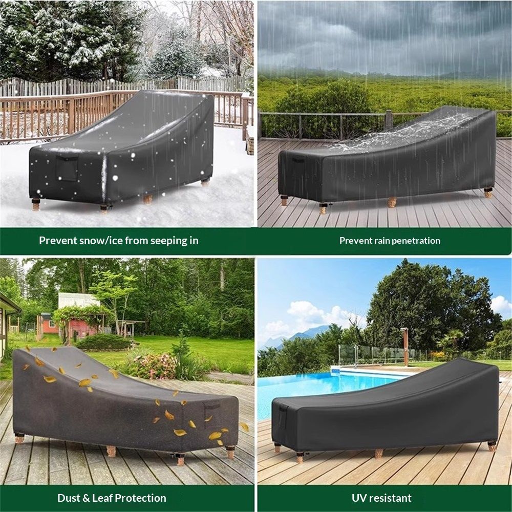 Outdoor Chaise Lounge Cover, Waterproof Patio Chaise Lounge Covers, Heavy Duty Patio Lounge Chair Cover, Patio Lounge Chair Cover（200*70*40/68cm）