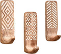 Shelf Boho Decorative Wood Adhesive Wall Hooks for Hanging Coats, Keys, Leash, Hat, Towel Holder, Cute Sticky Key Holder,  (3 Hooks )