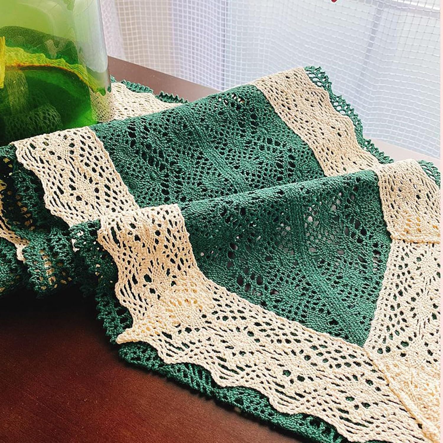 Table Runners,Table Runner, Lace Hollow , TV Cabinet, Shoe Cabinet, Cover and Dining Table, Suitable for Country Table Decoration(30*100cm)