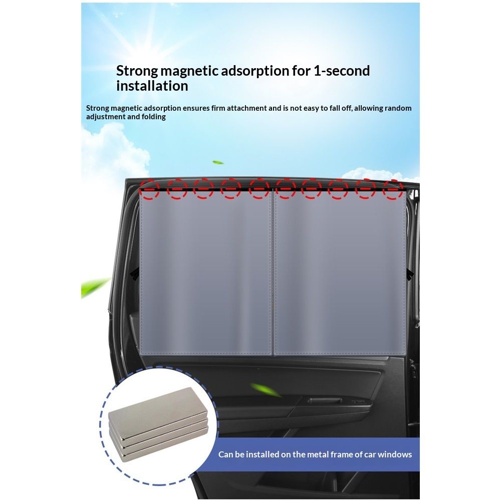 Car Window Shades, 2 Pack Magnetic Double Layer Auto Sun Shade for Side Windows Privacy Full Covers/Half Shade Options Back Car Window Curtains for Baby Protection（ 71*47cm）