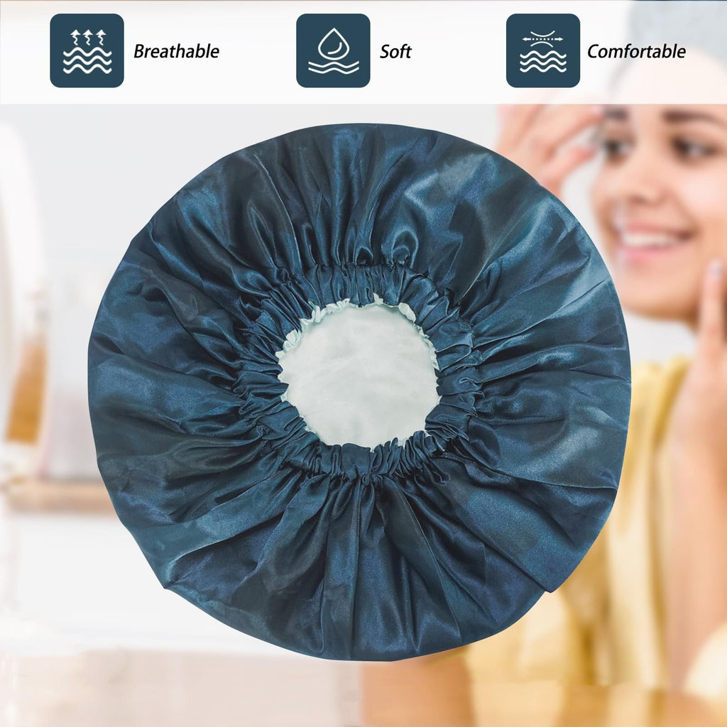 Bonnet Satin Bonnet for Sleeping , Adjustable Double Layer Hair Bonnet for Curly Braids Reduce Frizz,Double Layers Peacock Blue
