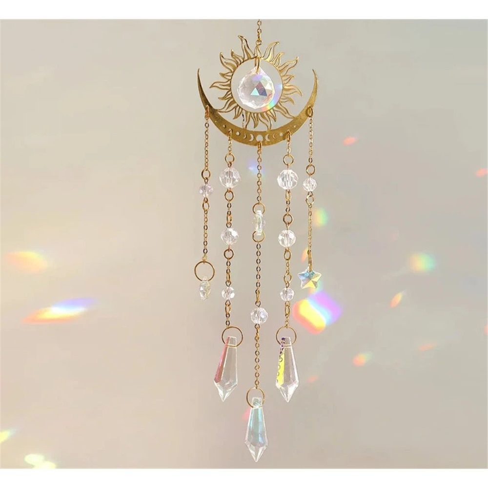 Wind chime colored glass window hanging prism garden backyard ceiling room decoration Christmas home decoration girl birthday gift