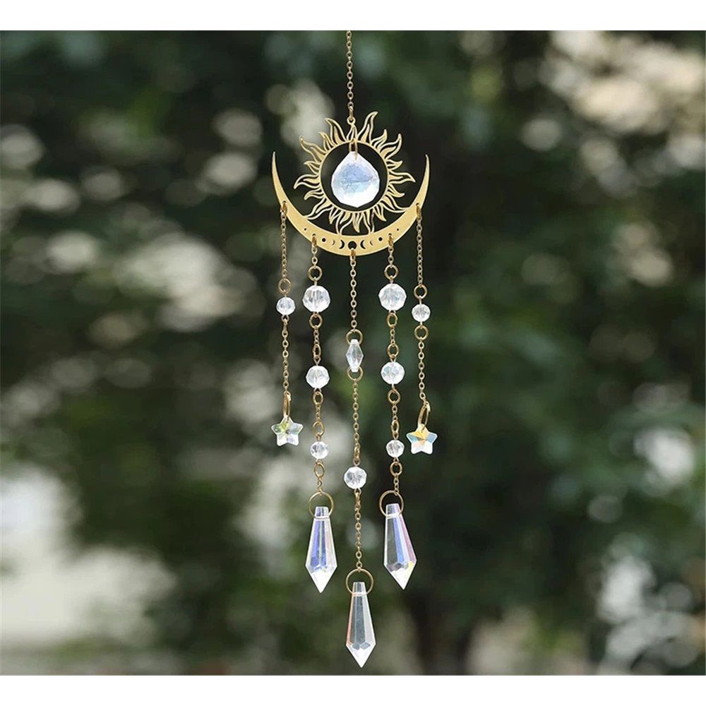 Wind chime colored glass window hanging prism garden backyard ceiling room decoration Christmas home decoration girl birthday gift