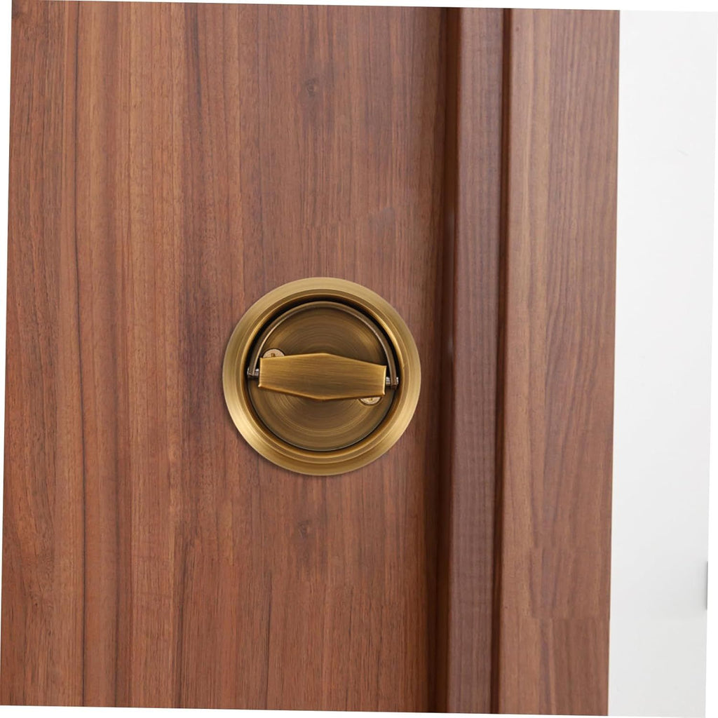 2pcs  Recessed Door Handles, Round Flush Pulls Stainless Steel Furniture Locks Hidden Embedded Fireproof Door Furniture (yellow)