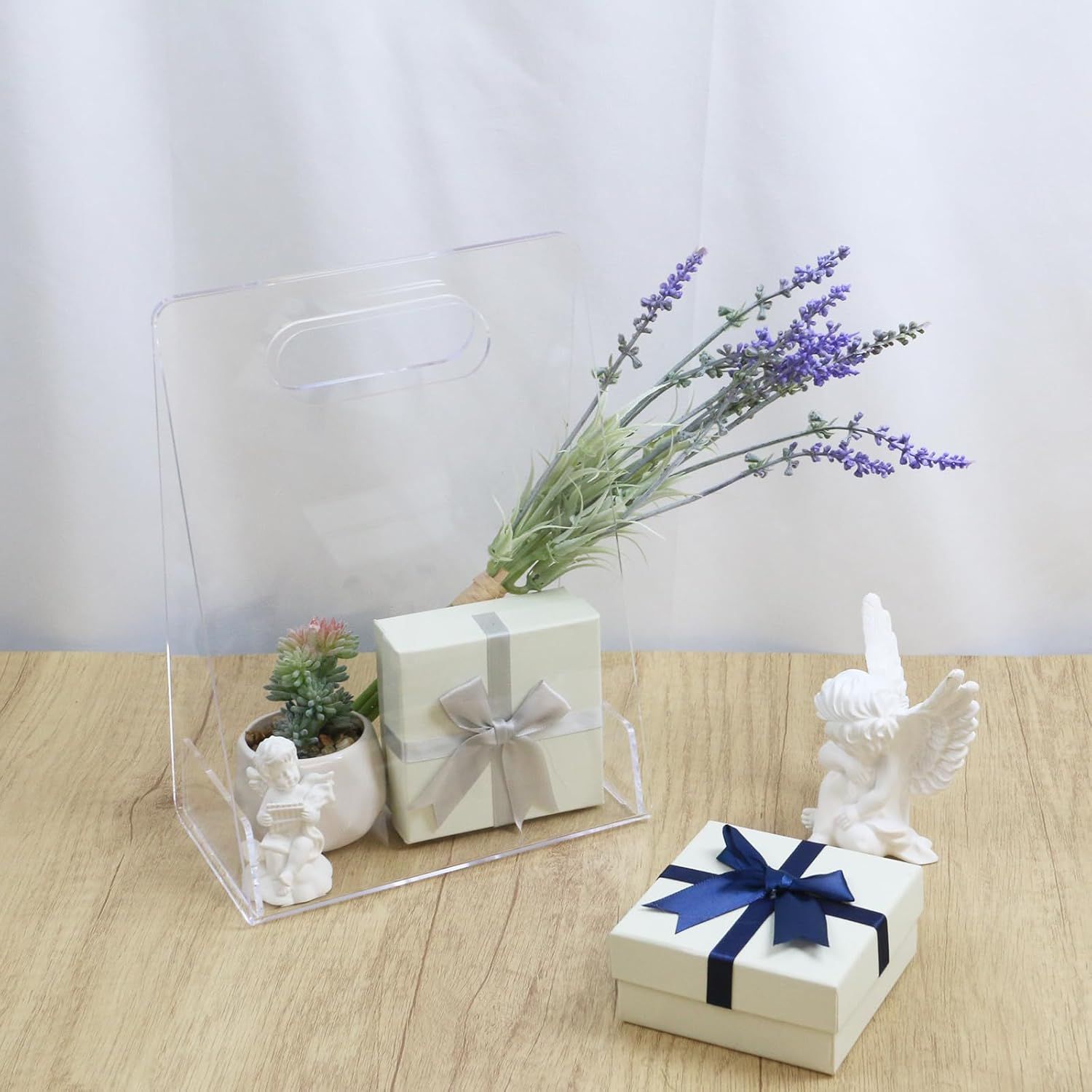 Acrylic Wedding Flower Basket Hand-Held Flower Bag Acrylic Bag Vase for Flowers, Decorative Acrylic Flower Bag for Party